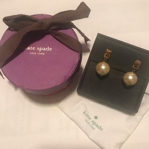 Kate Spade Pearl + Rectangle Stone Drop Studs